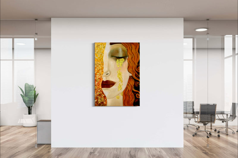 Golden Tears - Painted by Gustav Klimt/Marie Zilberman - Circa. 1888. High Quality Polyester Cotton Canvas Print. Rolled Canvas Available in 3 Sizes - Small, Medium, or Large. Stretched Canvas Option Available in One (1) Large Size - 70cm x 100cm.