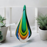 Art Deco “Queen Isabella” Hand Blown Murano Style Glass Sculptured Flower Ornament - Inspired by Pablo Picasso Cubist Design - 32cm Height