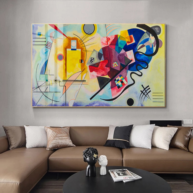 Crystal Porcelain Artwork -  ‘Yellow Red Blue’ Painted by Wassily Kandinsky  - Extra Large Size - 80cm X 120cm. Ready to Hang - Bold & Beautiful Design Statement.