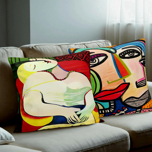 Polyester Cotton Premium Cushion Covers (PICASSO Collection) - 2 Gorgeous Picasso Designed Cushion Covers to Select From. Large 50cm Size. Designed to Mix & Match. Reimagine Your Space, Cubist Picasso Style.