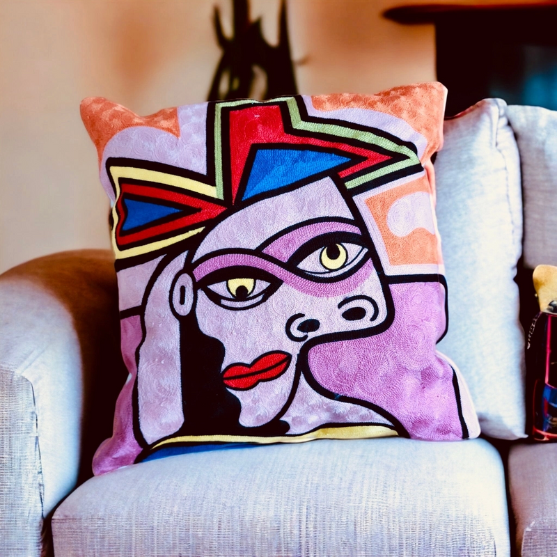 EMBROIDED Premium Cushion Covers (PICASSO Collection) - 6 Gorgeous Picasso Inspired Cushion Covers to Select From. Standard 45cm Cushion Size.