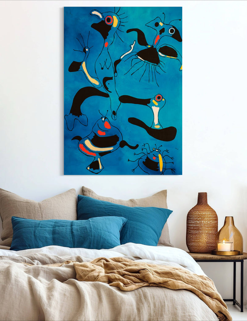 Birds and Insects - Painted by Joan Miro - Circa. 1938. High Quality Polyester Cotton Canvas Print. Ready to be Framed. Available in One Large Size. 70cm X 100cm.