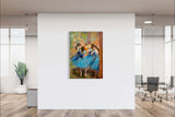 Dancers in Blue - Painted by Edgar Degas - Circa. 1895. High Quality Polyester Cotton Canvas Print. Ready to be Framed. Available in One Large Size. 70cm X 100cm. Stretched Canvas Option Available in One (1) Large Size - 70cm x 100