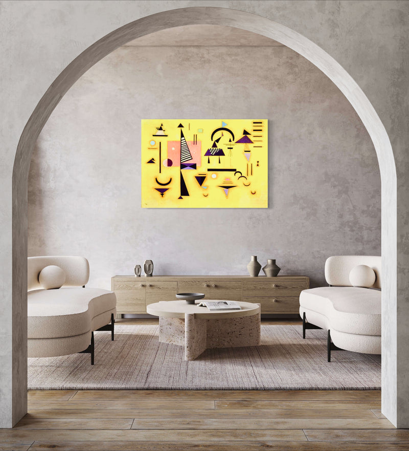 Decisive Pink - Painted by Wassily Kandinsky - Circa. 1932. High Quality Polyester Cotton Canvas Print. Ready to be Framed. Available in Two Sizes - 40cm X 60cm & 70cm x 100cm.