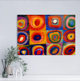 Squares with Concentric Circles - Painted by Wassily Kandinsky - Circa. 1913. High Quality Polyester Cotton Canvas Print. Ready to be Framed. Available in Two (2) Sizes. M & L. Stretched Canvas Option Available in One (1) Large Size - 70cm x 100cm