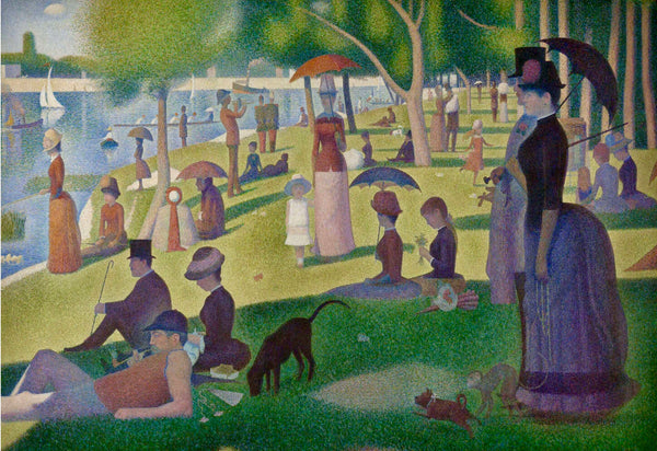 Sunday Afternoon on the Island of La Grande Jatte - Painted by Georges Seurat - Circa. 1884. High Quality Polyester Cotton Canvas Print. Ready to be Framed. Available in One Large Size. 70cm X 100cm. Stretched Canvas Option Available in One (1) Large Size