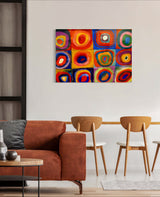 Squares with Concentric Circles - Painted by Wassily Kandinsky - Circa. 1913. High Quality Polyester Cotton Canvas Print. Ready to be Framed. Available in Two (2) Sizes. M & L. Stretched Canvas Option Available in One (1) Large Size - 70cm x 100cm