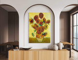 Yellow Sunflowers - Painted by Vincent Van-Gogh - Circa. 1888. High Quality Polyester Cotton Canvas Print. Ready to be Framed. Available in One Large Size. 70cm X 100cm. Stretched Canvas Option Available in One (1) Large Size - 70cm x 100.