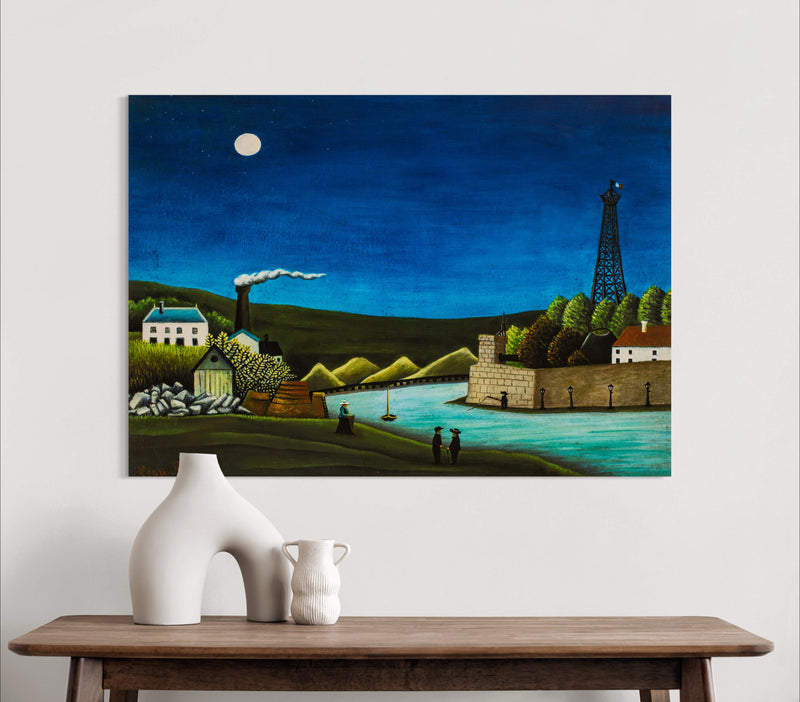 The Seine at Sureness - Painted by Henri Rousseau- Circa. 1925. High Quality Polyester Cotton Canvas Print. Ready to be Framed or Mounted. Available in 3 Sizes - Small - Medium or Large.