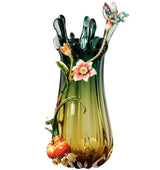 Art Deco “Gatsby” Enameled Glass Sculptured Flower Vase - Inspired Design by Le Corbusier - 45cm Height. Bold & Beautiful.