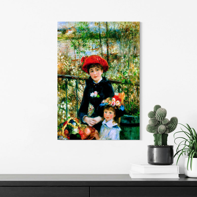 Two Sisters (On the Terrace) - Painted by Pierre-Auguste Renoir  - Circa. 1881. High Quality Polyester Cotton Canvas Print. Ready to be Framed. Available in One Large Size. 70cm X 100cm. Stretched Canvas Option Available in One (1) Large Size - 70cm x 100