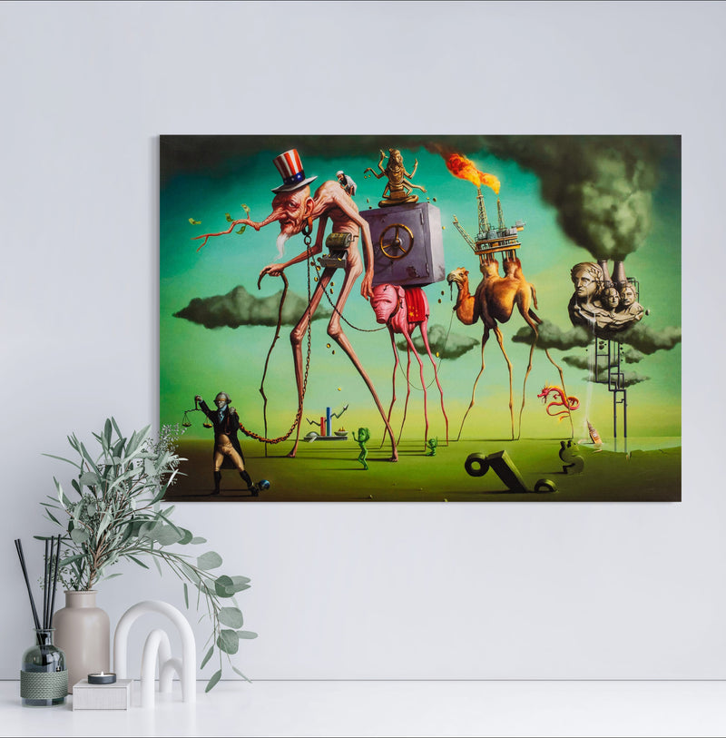 The American Dream - Painted by Salvador Dali - Circa. 1931. High Quality Polyester Cotton Canvas Print. Ready to be Framed or Mounted. Available in 3 Sizes - Small - Medium or Large.