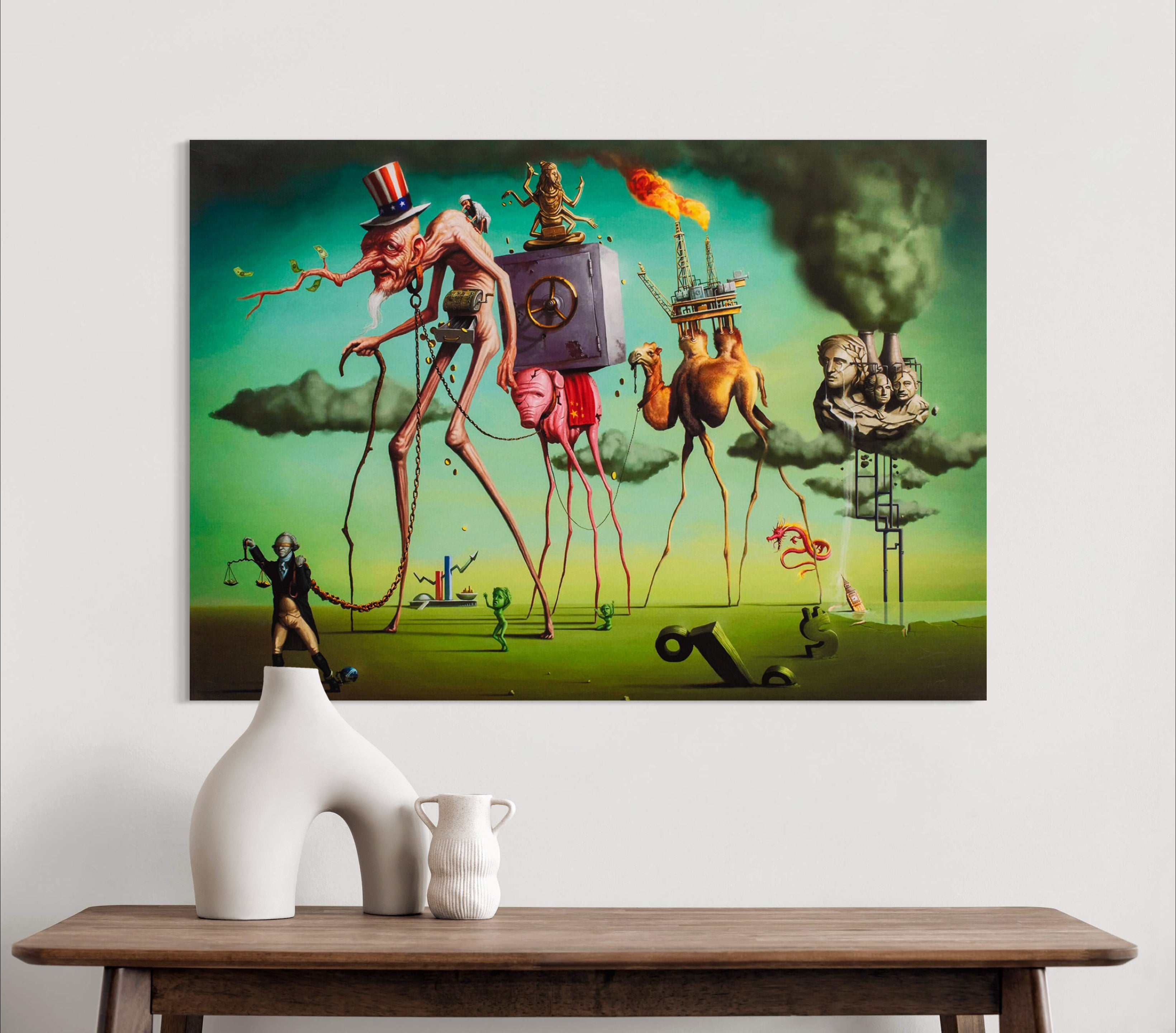 The American Dream - Painted by Salvador Dali - Circa. 1931. High Quality Polyester Cotton Canvas Print. Ready to be Framed or Mounted. Available in 3 Sizes - Small - Medium or Large.