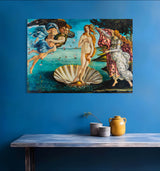 Birth of Venus - Painted by Sandro Botticelli - Circa. 1486. High Quality Polyester Cotton Canvas Print. Rolled Canvas Available in 3 Sizes - Small, Medium, or Large. Stretched Canvas Option Available in One (1) Large Size - 70cm x 100cm.