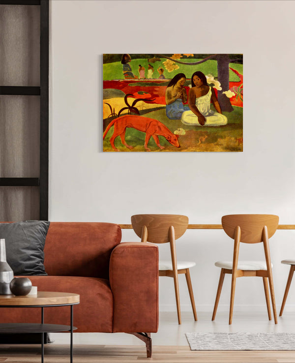 Arearea - Painted by Paul Gauguin - Circa. 1892. High Quality Polyester Cotton Canvas Print. Ready to be Framed or Mounted. Available in One Large Size. 70cm X 100cm. Stretched Canvas Option Available in One (1) Large Size - 70cm x 100cm.