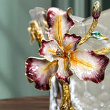 Art Deco “Epiphany” Glass Enameled Sculptured Flower Vase - Inspired Design by Tiffany - 35cm Height. Bold & Beautiful.