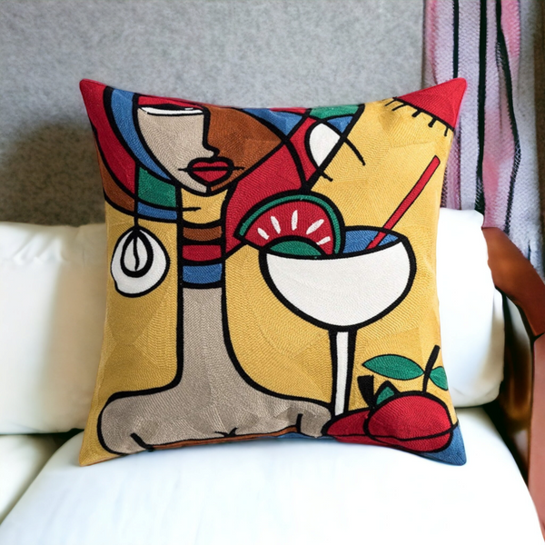 EMBROIDED Premium Cushion Covers (CUBIST CHIC Collection) - 2 Gorgeous Cubist Inspired Cushion Covers to Select From. 2 Options For Each Design. Standard 45cm Size & Large 50cm Size. Designed to Mix & Match. Reimagine Your Space, Cubist Style