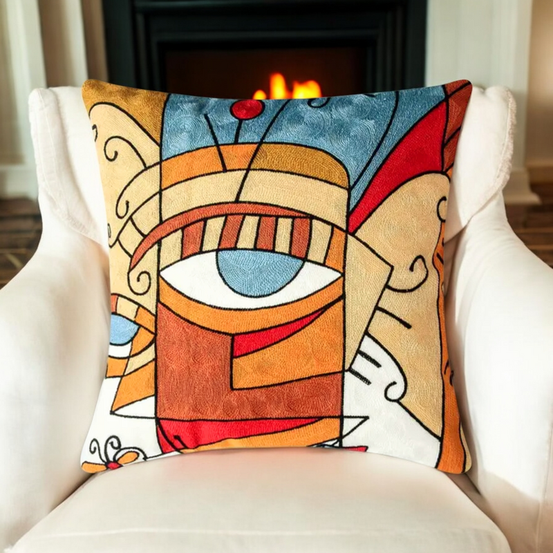 EMBROIDED Premium Cushion Covers (PICASSO INSPIRED Collection) - 11 Gorgeous Picasso Inspired Cushion Covers to Select From. Standard 45cm Cushion Size. Curated Range Unique to Australia.