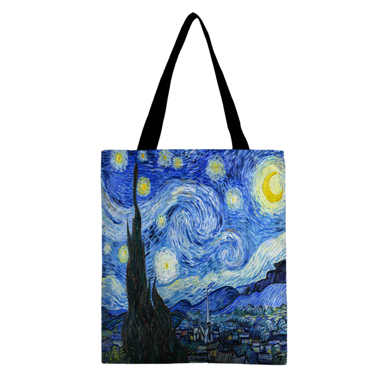 Classic Vincent Van Gogh "Stylish & Casual" Canvas Carry Bag - Starry Night Artwork/Theme.