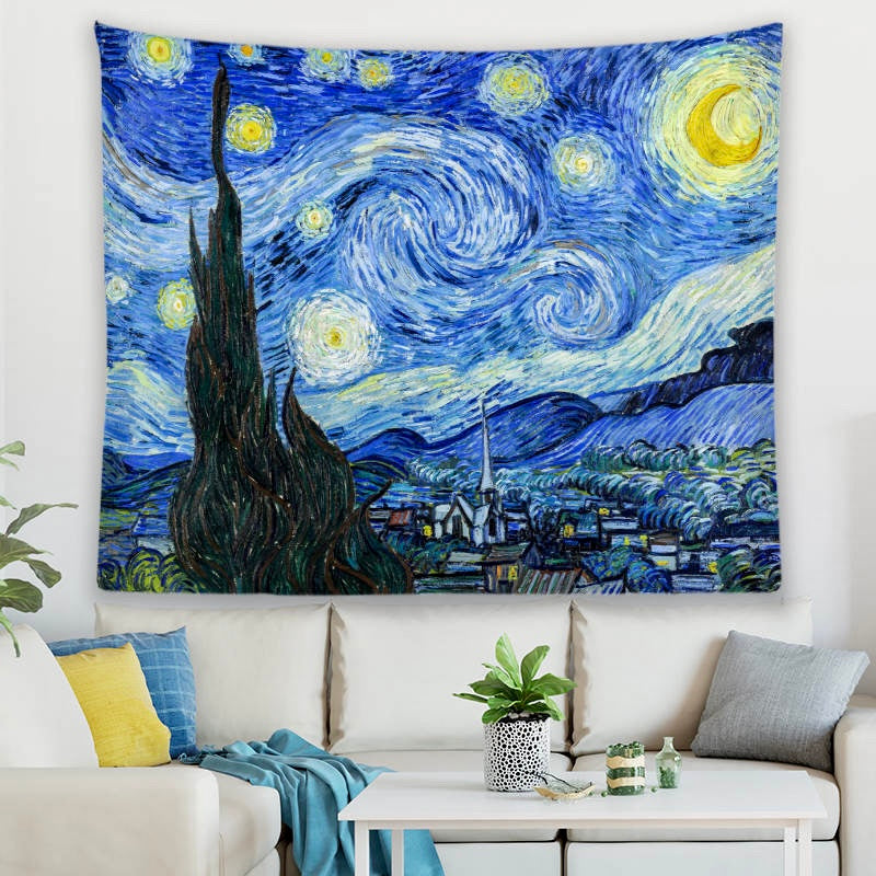 Classic Vincent Van Gogh "Stylish" Wall Tapestry - Starry Night Artwork/Theme. 150cm X 200cm.