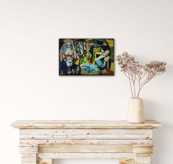 Women in Algiers by Picasso - Retro Metal Art Decor - Wall Mount or Free Standing on Console Table -  Size is 8'' X 12"
