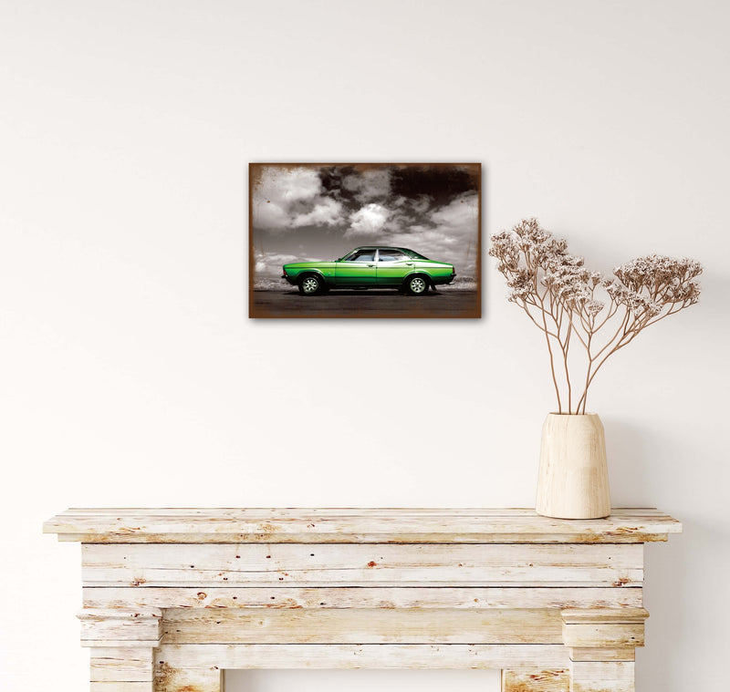 Ford Classic Car - Retro Metal Art Decor - Wall Mount or Free Standing on Console Table -  Two Sizes - 8'' X 12" & 12" X 16" - No. 51346