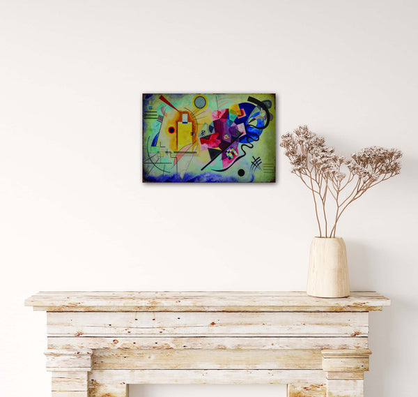 Red Blue by Kandinsky - Retro Metal Art Decor - Wall Mount or Free Standing on Console Table -  Size is 8'' X 12"