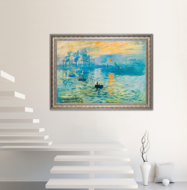 Sunrise Landscape - Painted by Claude Monet - Circa. 1899. Premium Gold & Silver Patinated Frame. Ready to Hang! Stunning Designer Statement! Available in 3 Sizes - Small - Medium & Large.