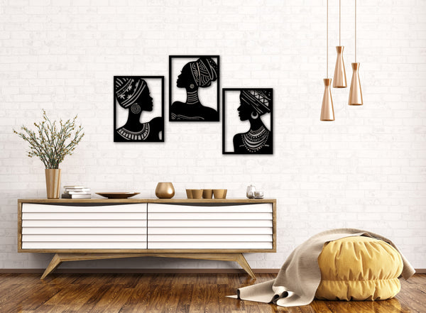 African Inspired Wall Art - Set of 3 Panels - Simply Beautiful. (Not Sold Seperately).