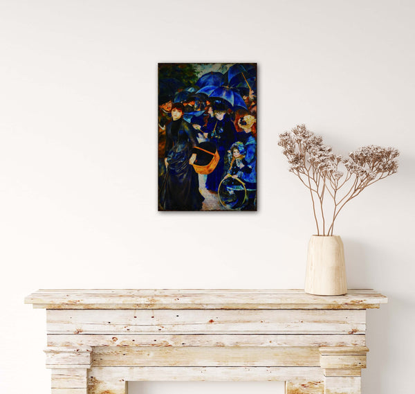 Women in Umbrella by Renoir - Retro Metal Art Decor - Wall Mount or Free Standing on Console Table -  Size is 8'' X 12"