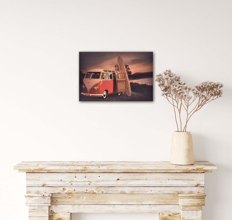 Volkswagen Kombi Classic Car - Retro Metal Art Decor - Wall Mount or Free Standing on Console Table -  Two Sizes - 8'' X 12" & 12" X 16" - No. 50001
