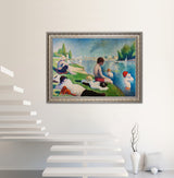 Bathers at Asnieres - Painted by Georges Seurat - Circa. 1884. Premium Gold & Silver Patinated Frame. Ready to Hang! Stunning Designer Statement! Available in 3 Sizes - Small - Medium & Large.