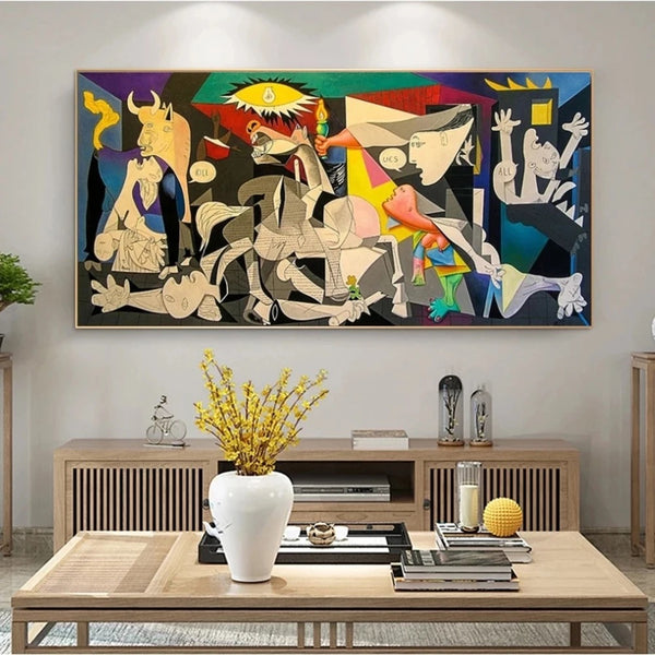 Large Guernica Canvas Print (160cm) - Painted by Pablo Picasso - Circa. 1937. High Quality Polyester Cotton Canvas Print. Bold & Beautiful Design Statement. Ready to be Framed or Mounted.