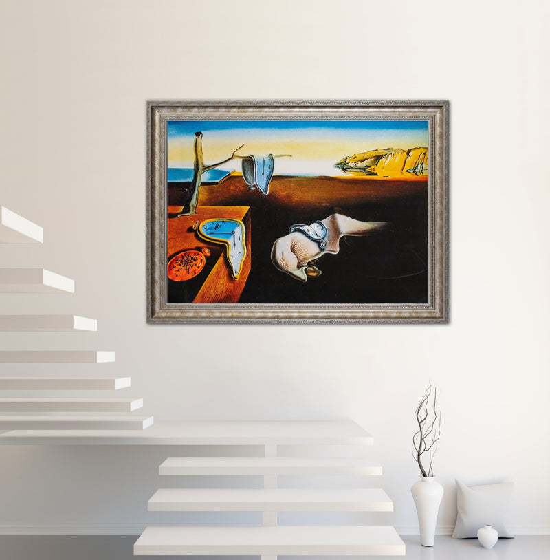 Persistence of Memory - Painted by Salvador Dali - Circa. 1931. Premium Gold & Silver Patinated Frame. Ready to Hang! Stunning Designer Statement! Available in 3 Sizes - Small - Medium & Large.