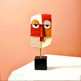 Rhaiyan Mask - Cubist Style 'Cast Resin' Table Top Sculpture. Height 22cm x 9cm Width.