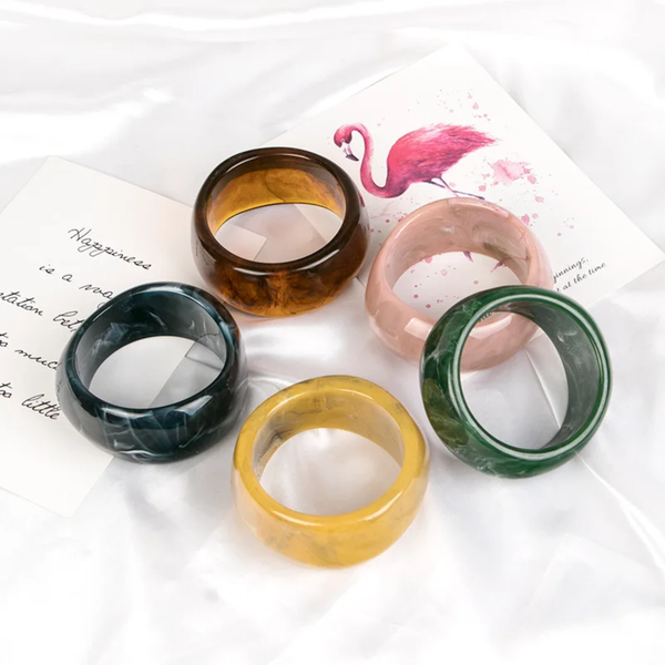 Women's Premium Retro BOLD MARBLE Acrylic Bangle. 5 Colours To Select From.
