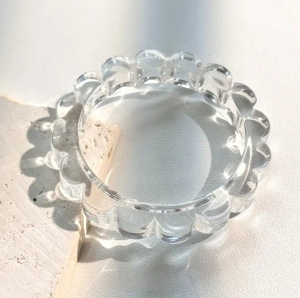 Women's Art Deco Premium Retro ORNATE Clear Acrylic Bangle.