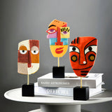 Pilato Mask - Cubist Style 'Cast Resin' Table Top Sculpture. Height 23cm x 11cm Width.