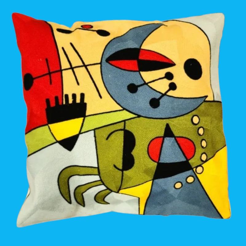 Cubist Musician Artwork - POLYESTER PU COATED WATERPROOF Cushion Cover & UV Resistant - Large 50cm Size. Suitable for Outdoor Seating & Wet Weather Areas.