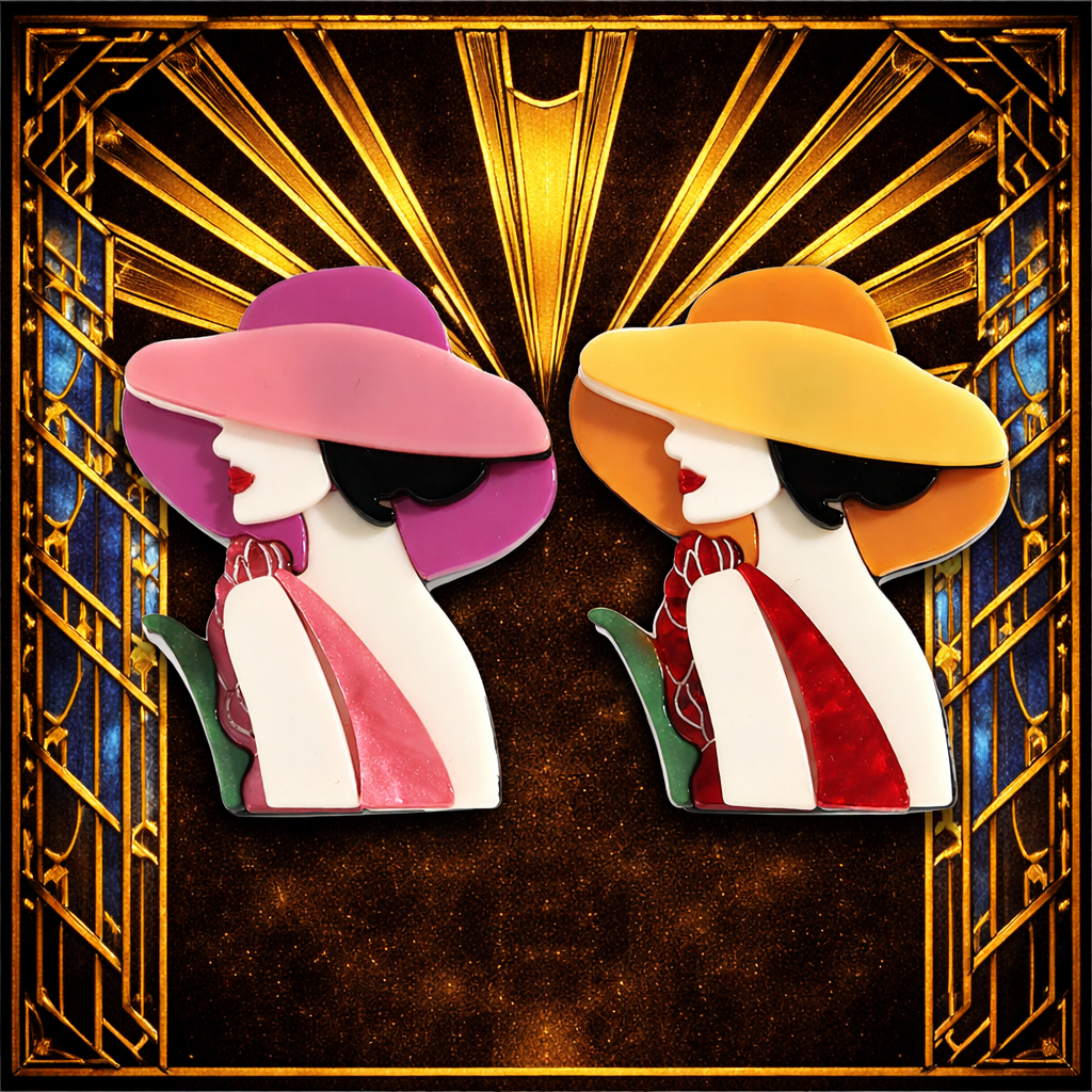 Deux Muses – Art Deco Statement Brooch Pair