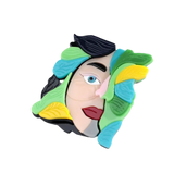 Cubist Muses - Statement Brooch Pair