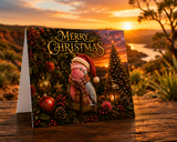 Christmas in Pink — Galah Limited Edition Australian Christmas Card. A Joyful Celebration of one of Australia's Most Recognisable Birds. Our Galah Christmas Card Combines the Pink and Grey Plumage of the Australian Galah in a Christmas Setting.
