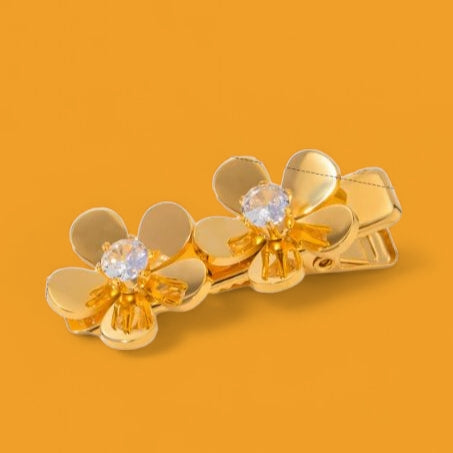 The Golden Duo Hair Pin: Two sparkling blooms for your hair.