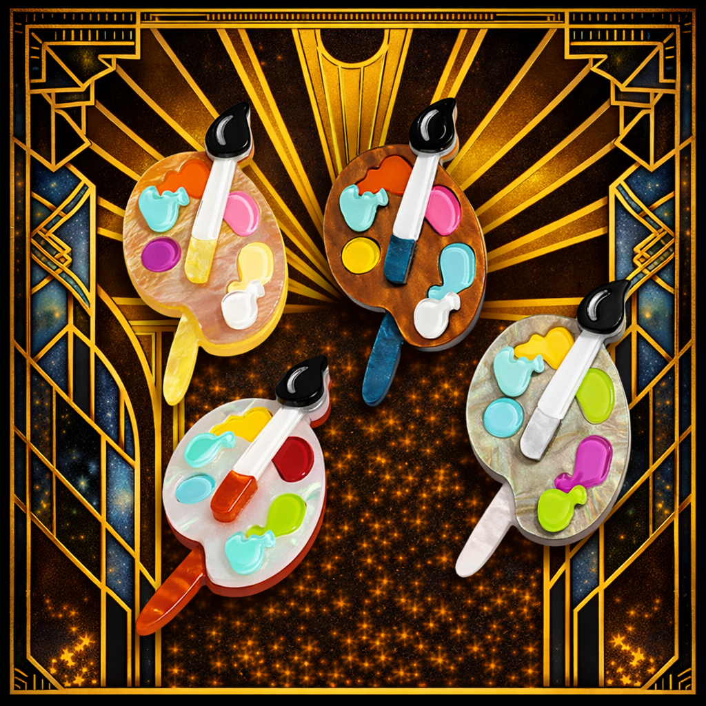 The Artist’s Hand – Palette Brooch Collection of 4 Bedazzled by Cubism