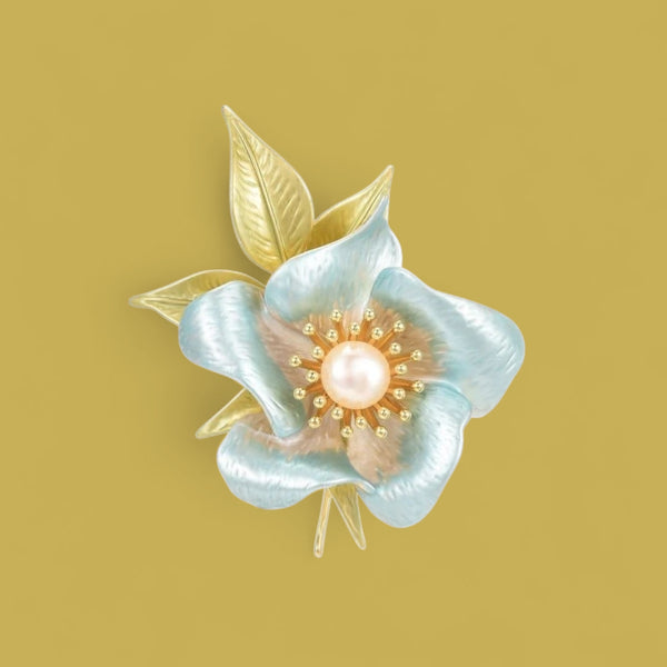 The Serene Blossom Green Petal Brooch: A delicate touch of color.
