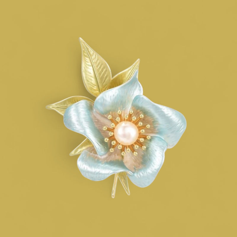 The Serene Blossom Green Petal Brooch: A delicate touch of color.