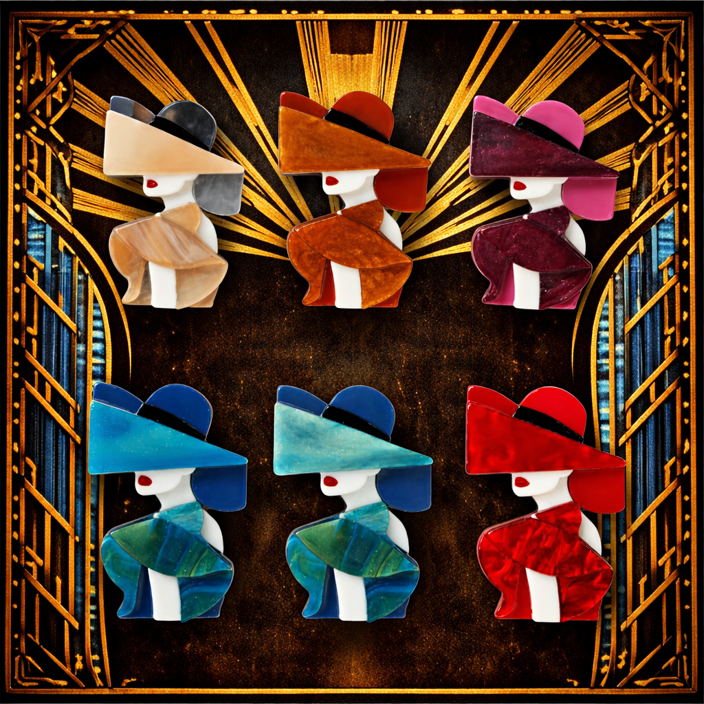Deco Silhouette Variegated Brooch Collection