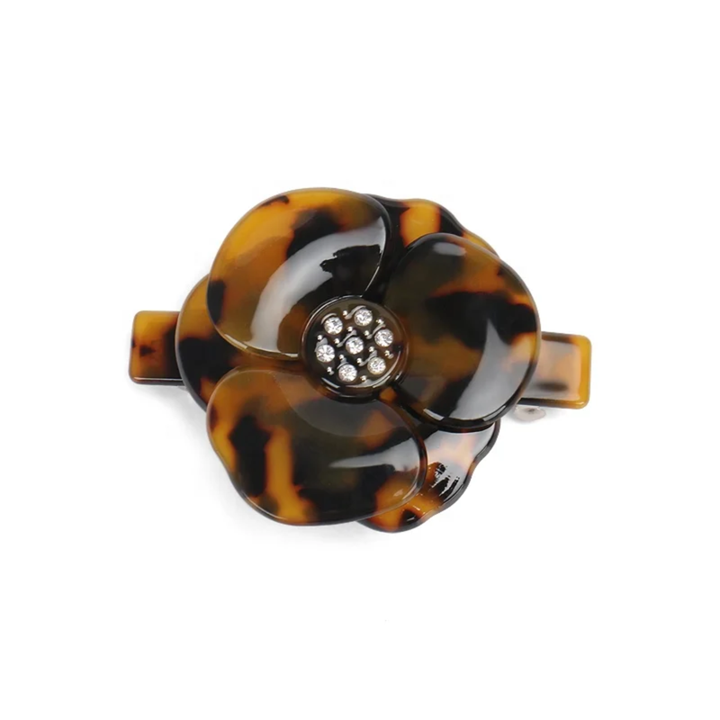 Women's Retro Premium DIAMOND FLOWER Hair Barrette Clips.
