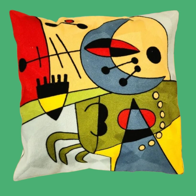 Cubist Musician Artwork - POLYESTER LINEN Cushion Cover - Large 50cm Size. Suitable for Commercial & Office Settings.