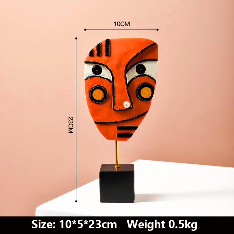 Pilato Mask - Cubist Style 'Cast Resin' Table Top Sculpture. Height 23cm x 11cm Width.